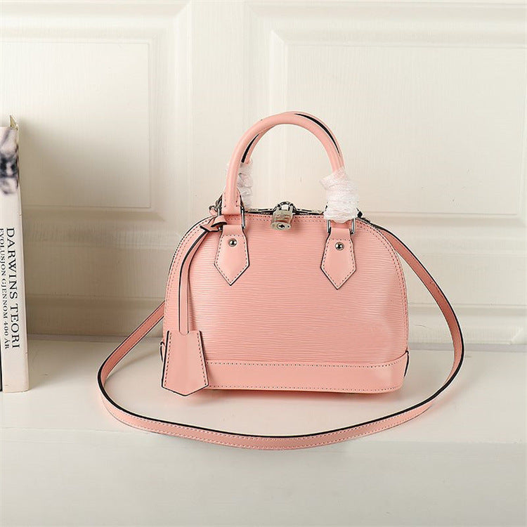 Women's Trendy Cattle Leather Fashion Water Ripple Shoulder Bags