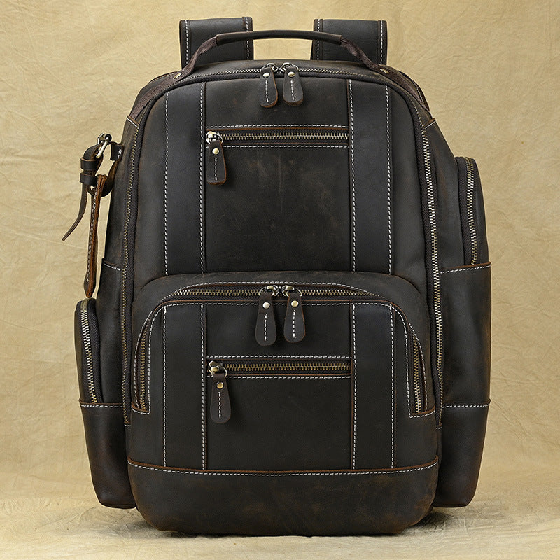 Men's Leather Retro Crazy Horse Large Capacity Backpacks