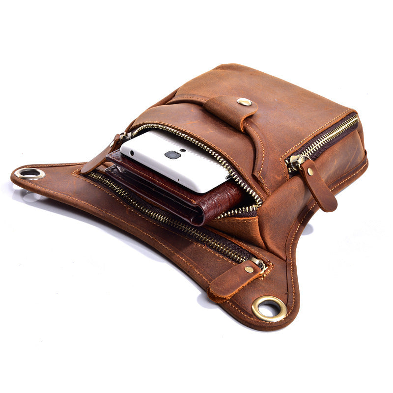 Men's Genuine Leather Leg Crazy Horse Retro Men's Shoulder Bags