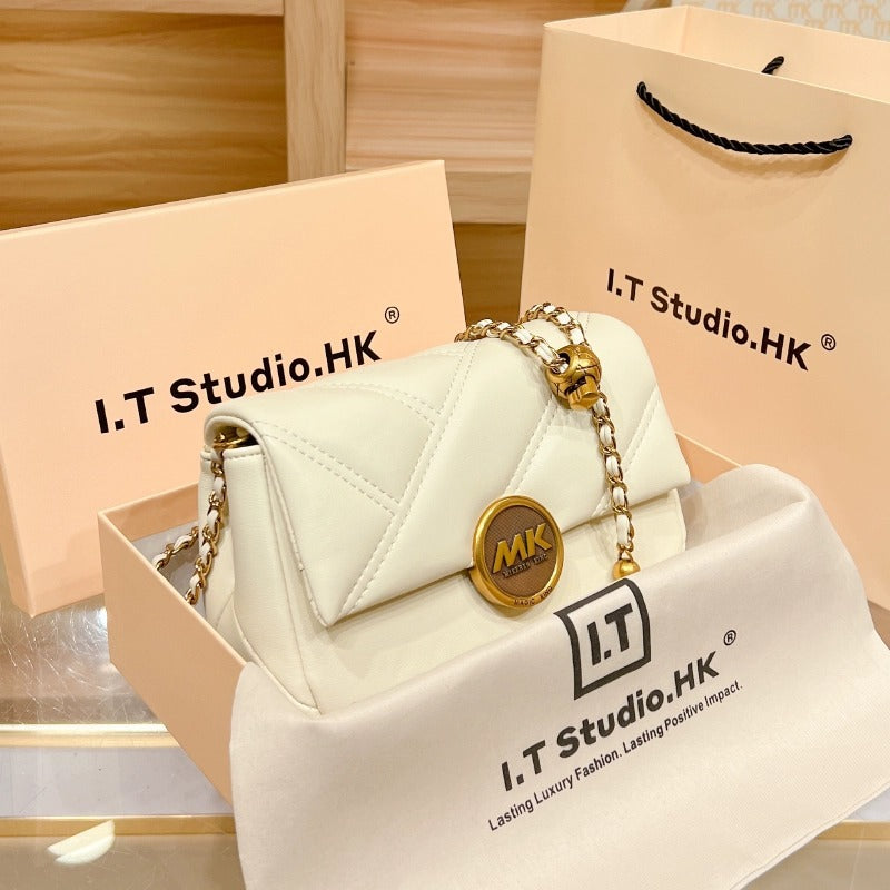 Women's Genuine Leather Rhombus Chain Fashionable Fashion Small Square Bags