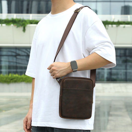 Men's Cowhide Leather Simple Business Leisure Vertical Men's Shoulder Bags