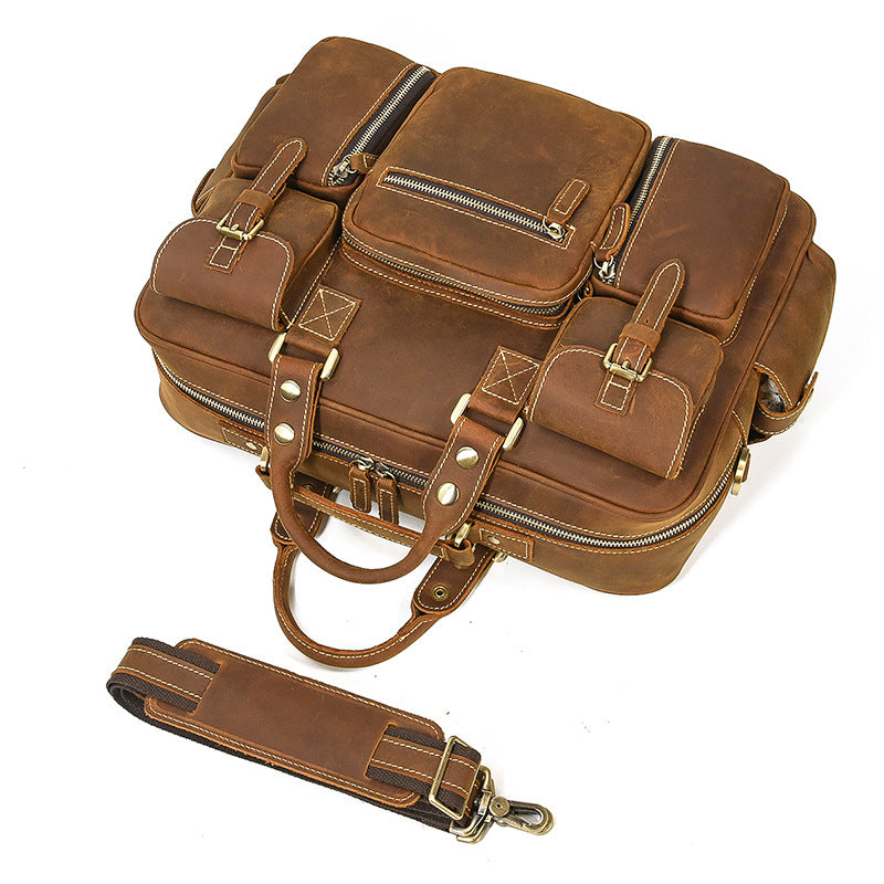 Men's Crazy Horse Leather Retro Top Layer Men's Briefcases