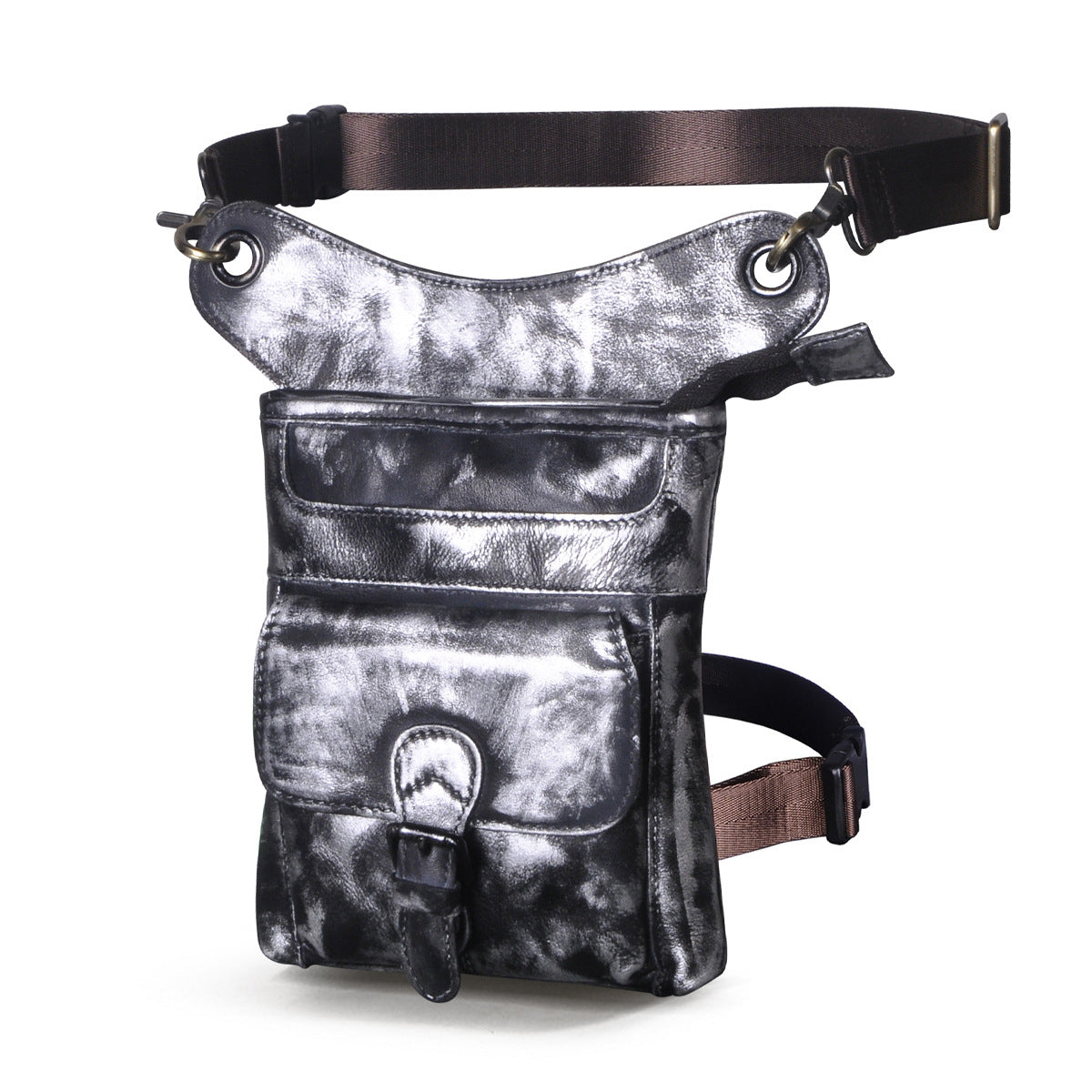 Men's Layer Oil Waxed Leather Cowhide Euro Trendy Men's Chest Bags