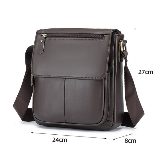 Men's First Layer Cowhide Vintage Cover Commuter Men's Messenger Bags
