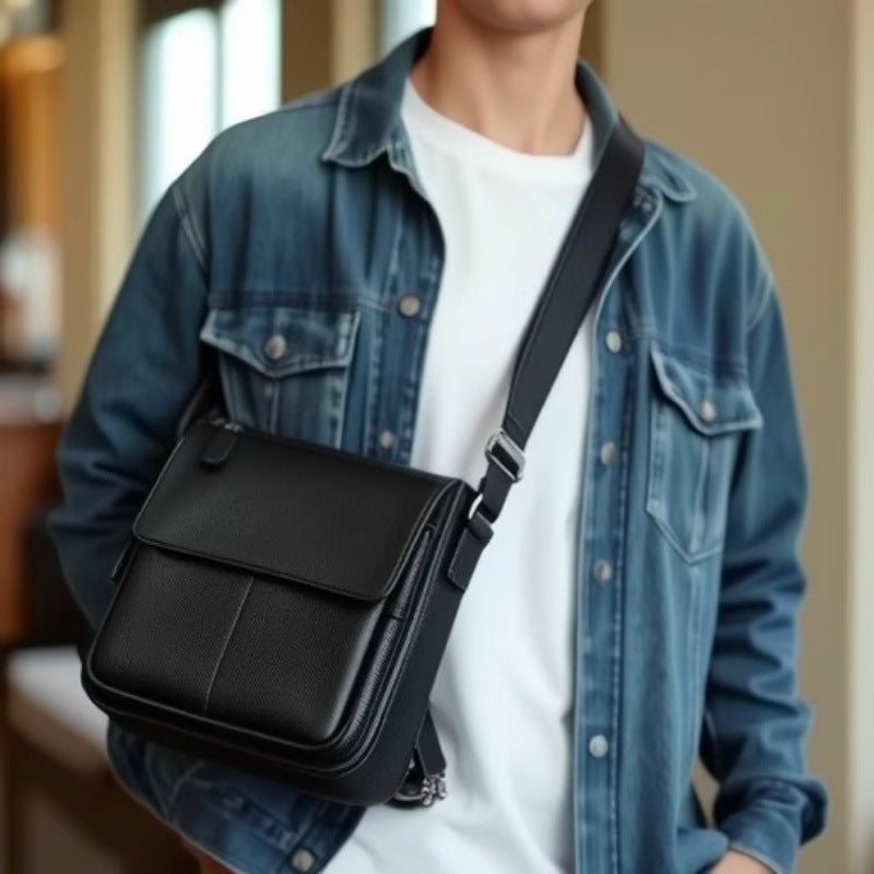 Men's First Layer Cowhide Trendy Fashion Men's Shoulder Bags