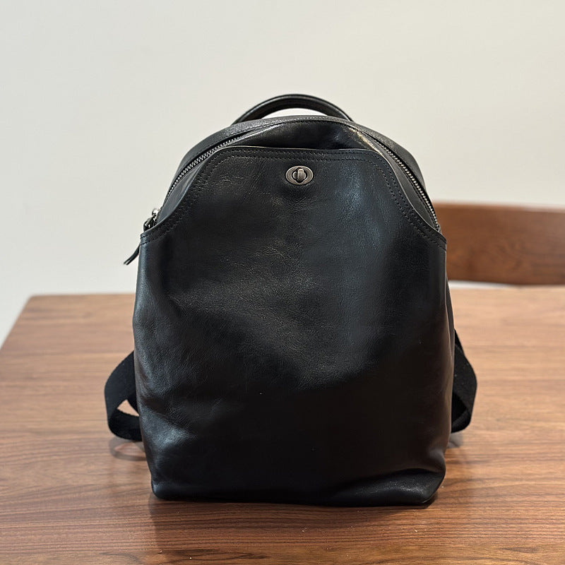 First Layer Cowhide Simple Commuter Large Capacity Backpacks