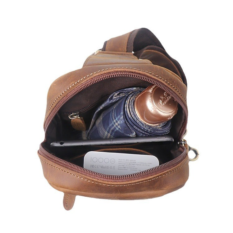 Women's & Men's & Vintage Leather Crazy Horse Large Men's Chest Bags