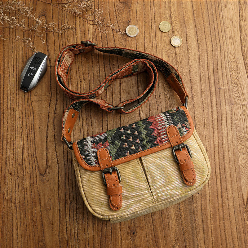 Women's Retro Ethnic Style Embroidered Design Canvas Crossbody Bags