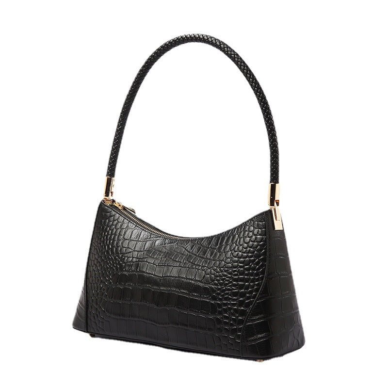 Women's Trendy Genuine Leather Underarm High-grade Minority Crocodile Pattern Shoulder Bags