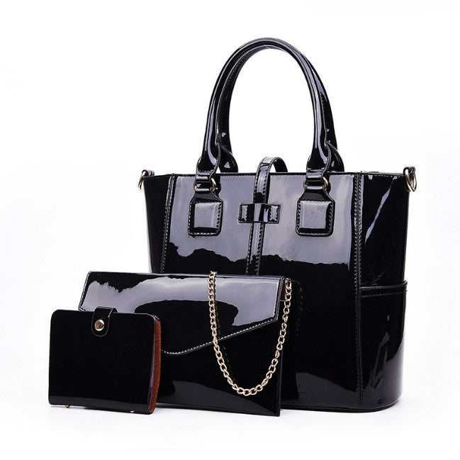 Women's Three-piece Set Korean Patent Leather Fashion Bags