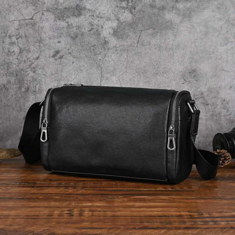 Men's Retro Fashion First Layer Cowhide Leather Men's Shoulder Bags