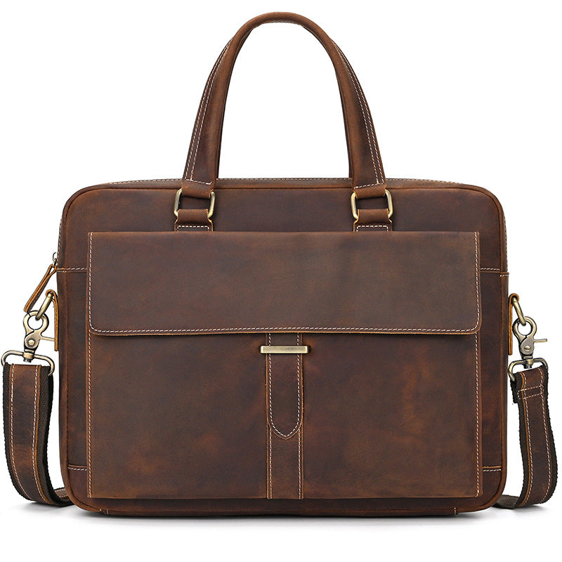 Men's Retro Crazy Horse Leather Commuter Shoulder Bags