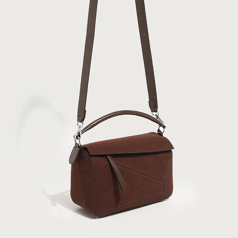 Women's Simple Portable Geometric Frosted Stitching Large Handbags