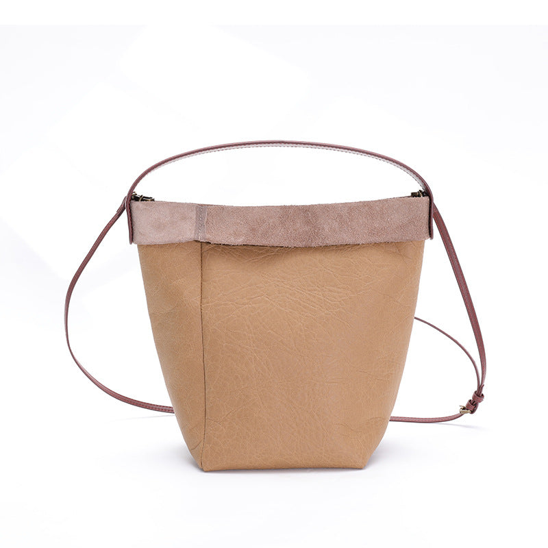 Women's Niche Retro Korean Fashion Simple Top Bucket Bags