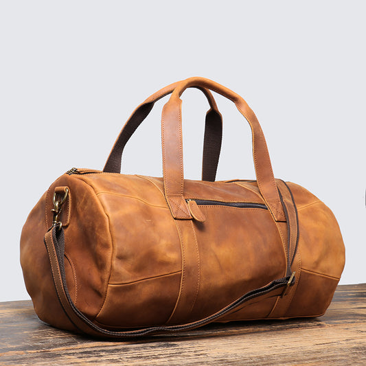 Men's Leather Portable Business Trip Cowhide Large Travel Bags
