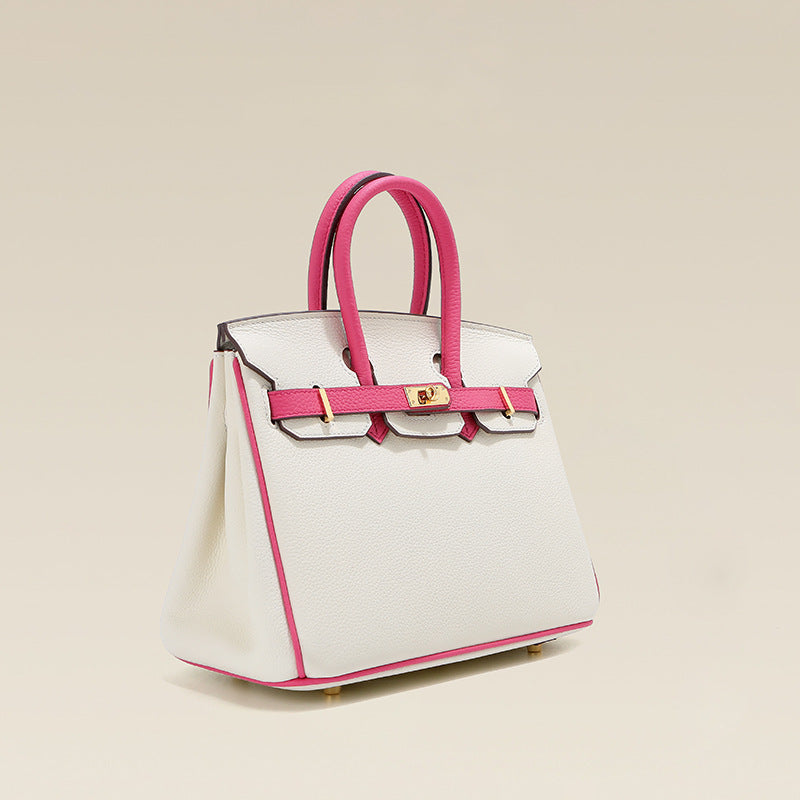 Women's Contrast Color Genuine Large Capacity Mom Bags