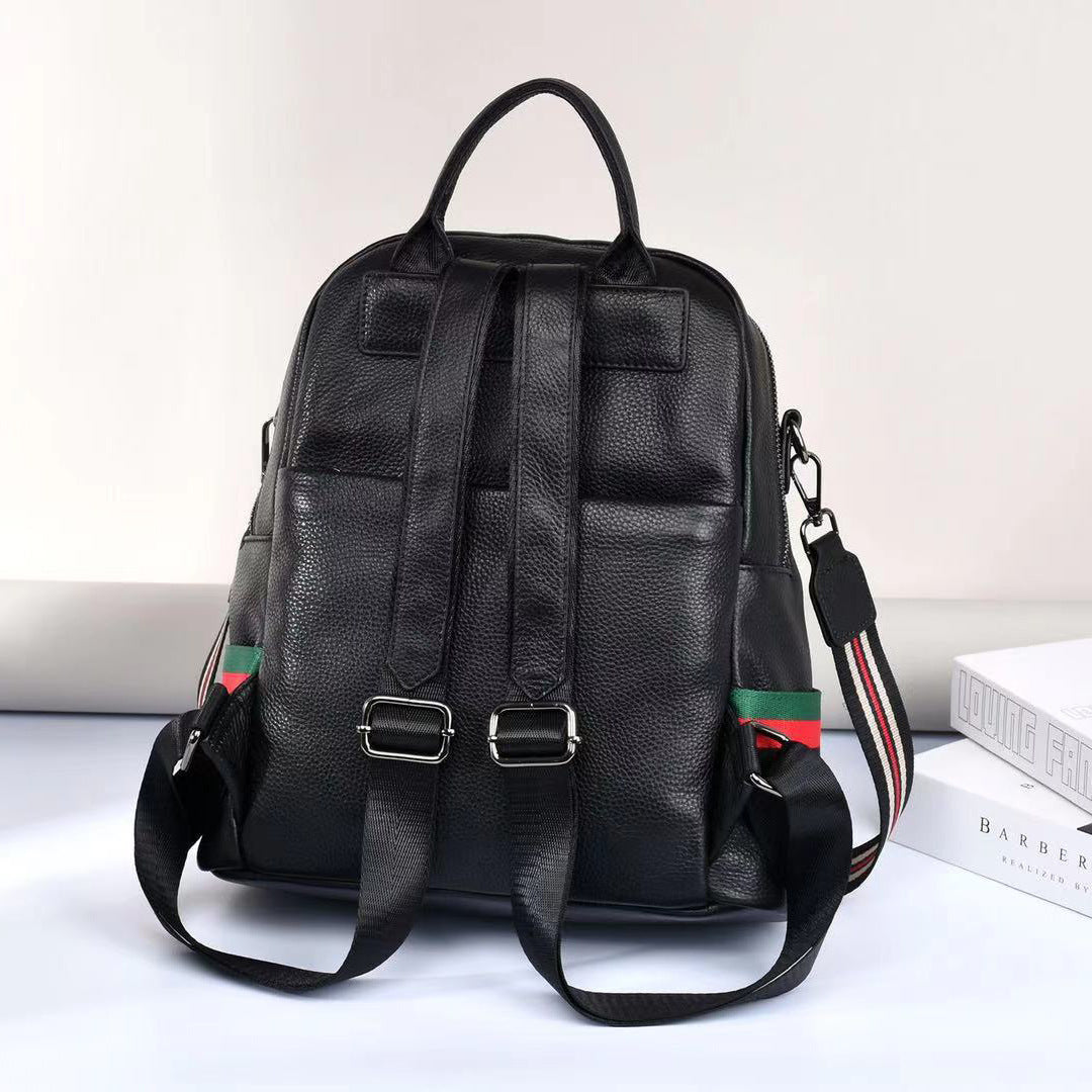Women's Versatile Korean Style Top Layer Cattlehide Backpacks