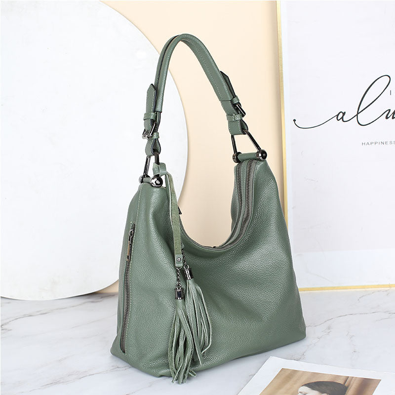 Women's First Layer Cowhide Genuine Leather Simple Shoulder Bags