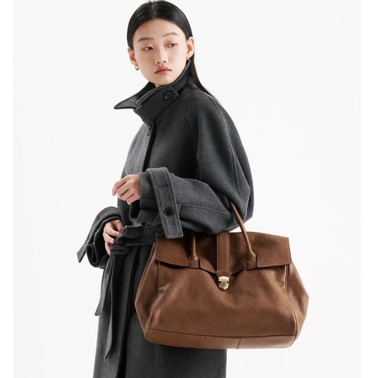 Vegetable Tanned Leather Cowhide Portable Retro Bags