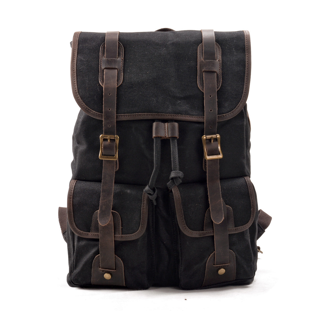 Large Capacity Canvas Stitching Crazy Horse Leather Hiking Backpacks