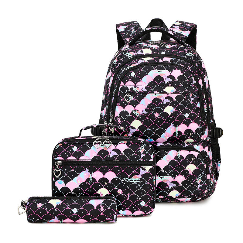 Three-piece Primary Female Marine Elements Printing Elementary School Students' Schoolbags