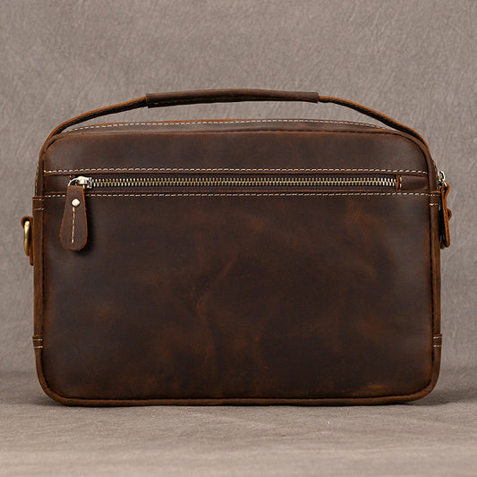 Men's Crazy Horse Leather Genuine Retro Commuter Men's Shoulder Bags