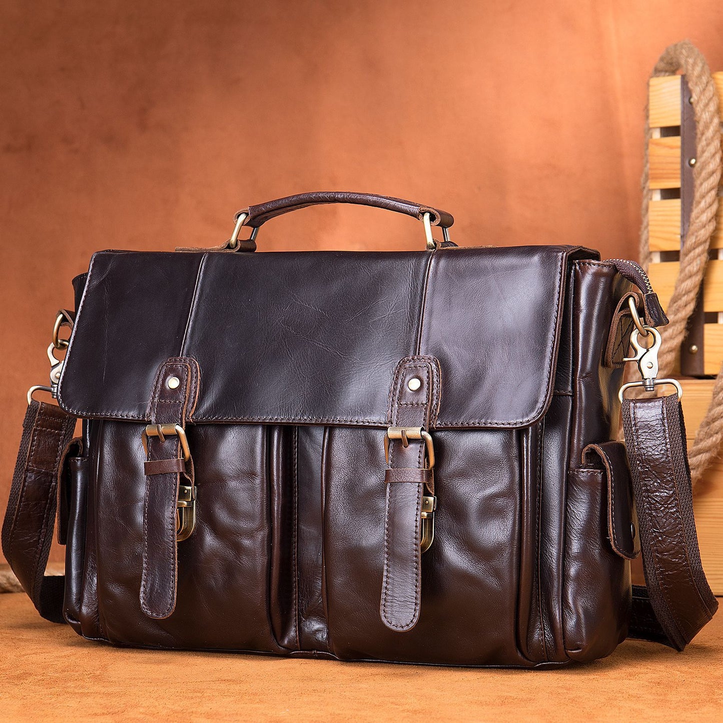 Men's Capacity First Layer Cowhide Inch Computer Men's Briefcases