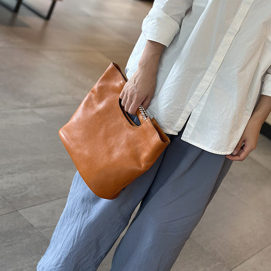 Women's Handmade Vegetable Tanning Leather Packet Artistic Bags