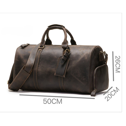 Retro Leather Spring Large Capacity Portable Travel Bags