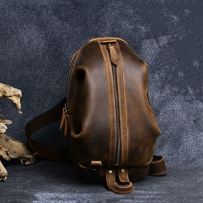 Men's Leather Genuine First Layer Cowhide Personalized Men's Chest Bags
