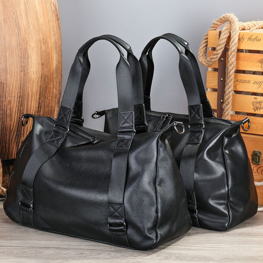 Men's Genuine Leather Brushed Vegetable Tanned Vintage Travel Bags