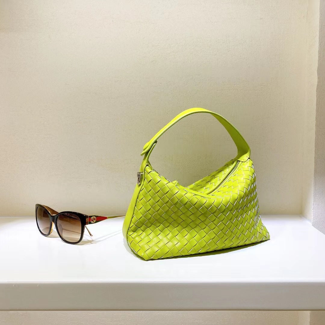 Women's Handmade Genuine Leather Woven Underarm Chain Crossbody Bags