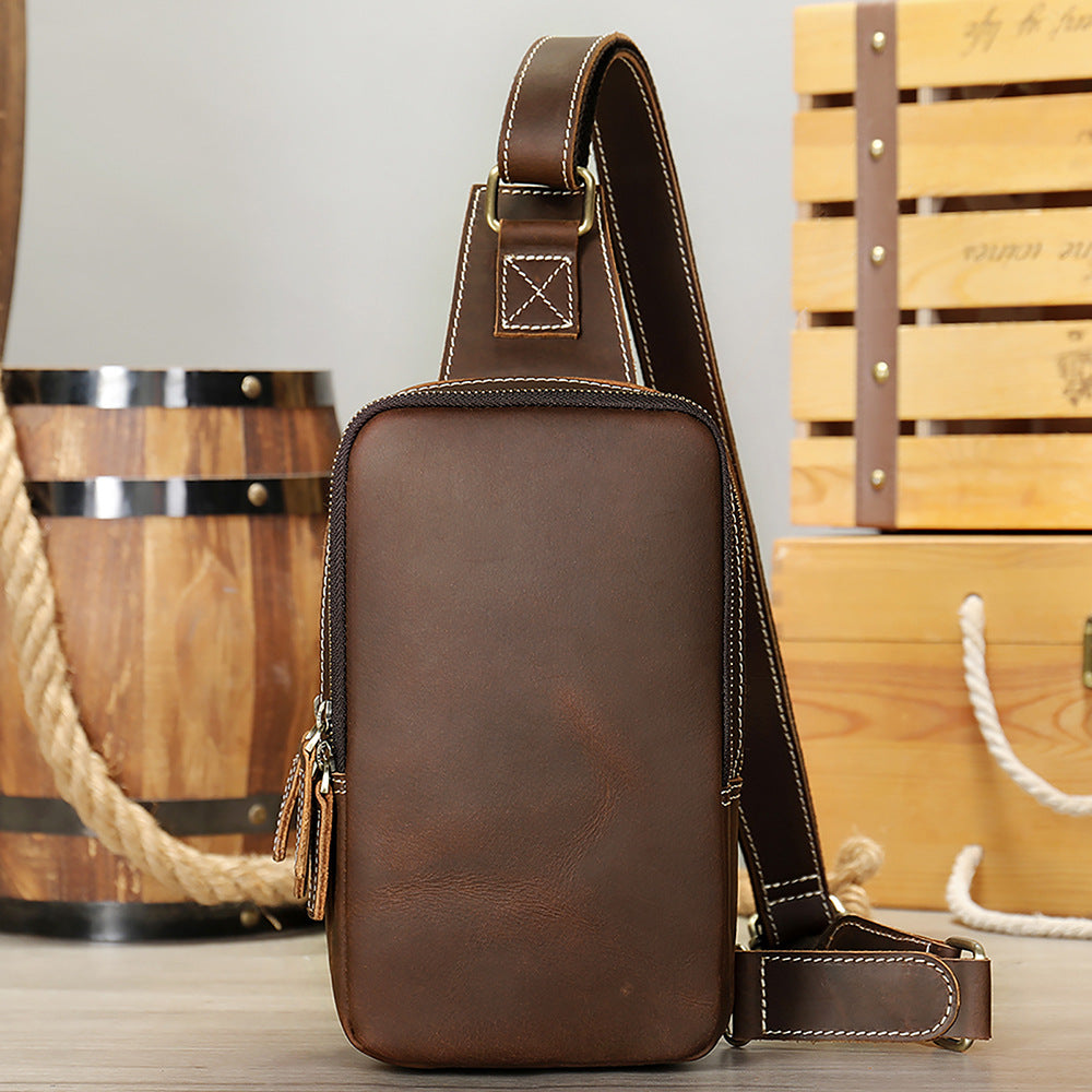 Men's Leather Large Capacity Crazy Horse High Men's Chest Bags