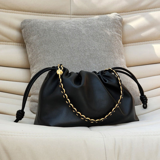 Women's Genuine Leather Lucky Drawstring Simple Cloud Crossbody Bags