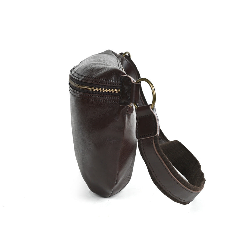 Men's Ancient Hipster Retro Vegetable Tanned Leather Genuine Men's Chest Bags