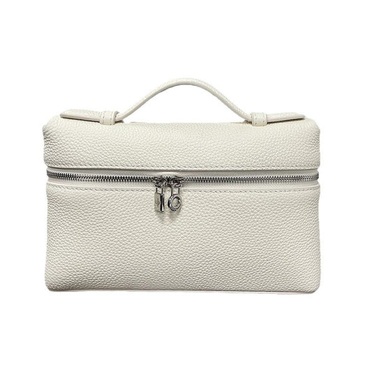 Leather Lunch Box Lychee Pattern Cowhide Shoulder Bags