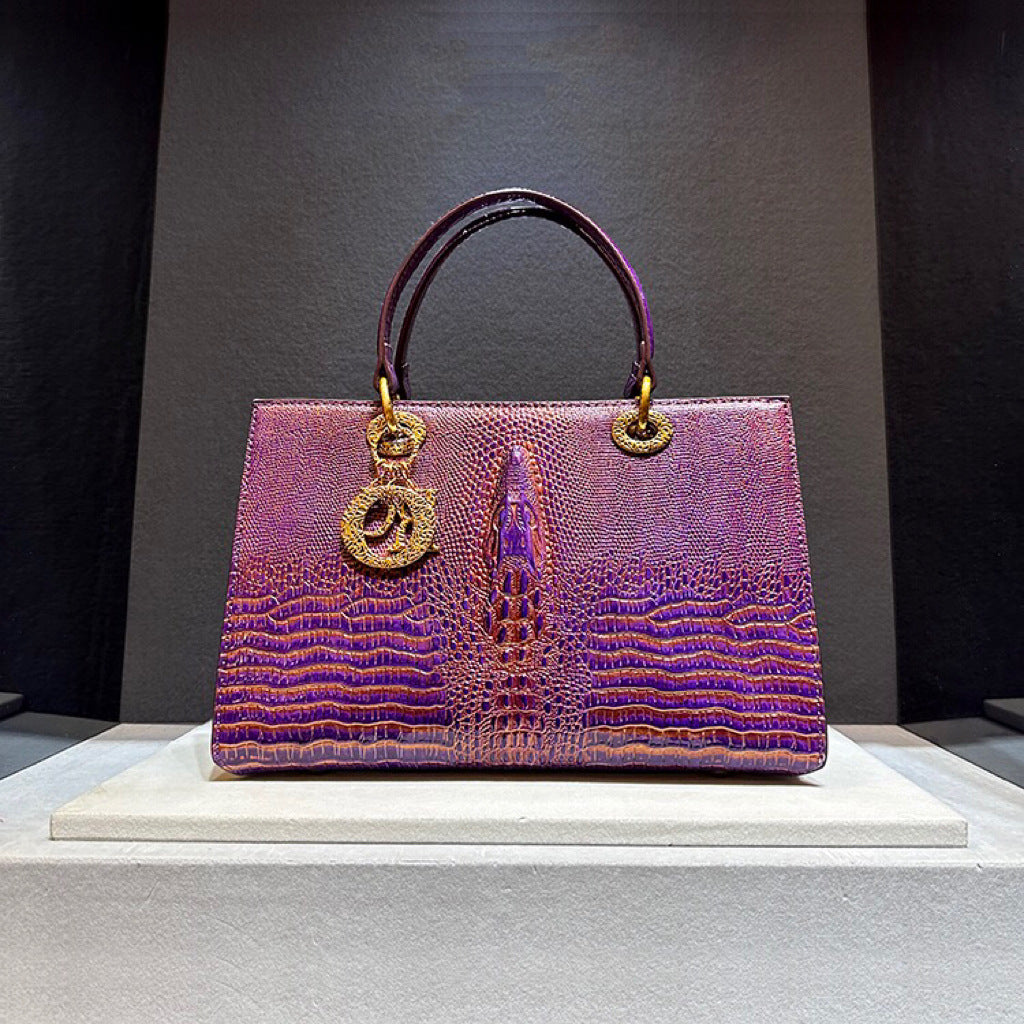 Women's High-grade Crocodile Pattern Portable Diana Genuine Crossbody Bags
