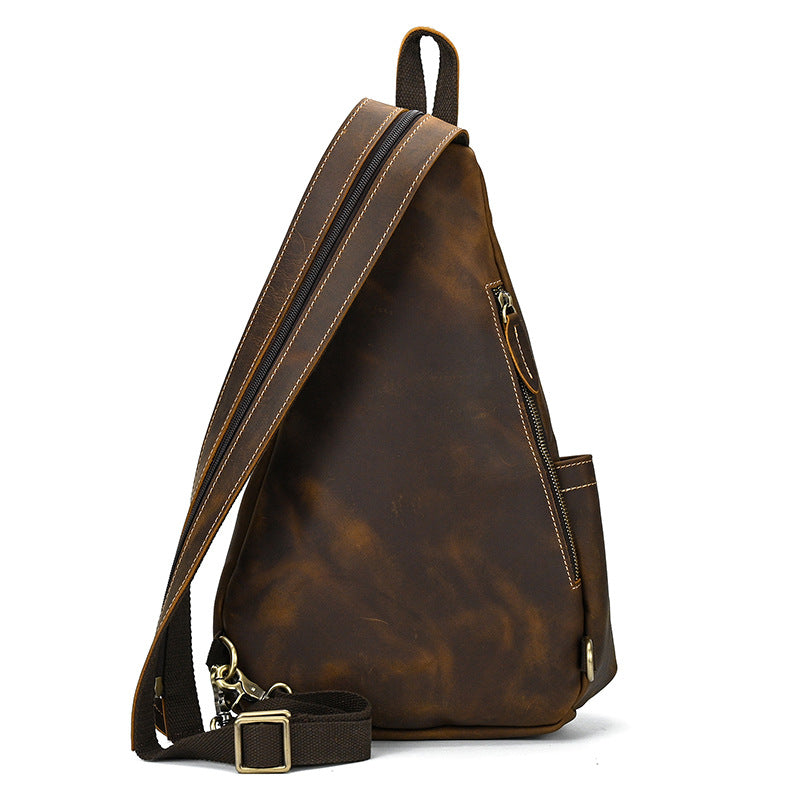 Men's Crazy Horse Leather Retro Top Layer Men's Chest Bags