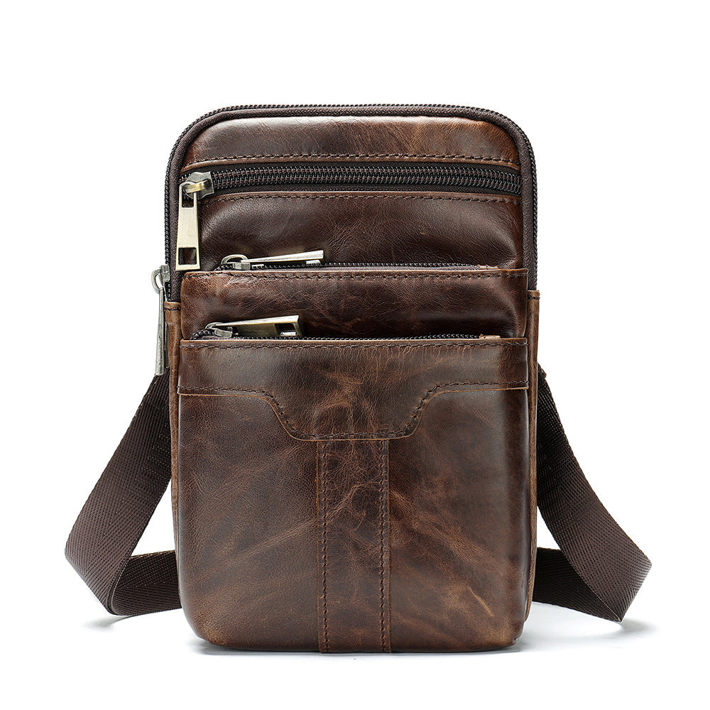 Men's Genuine Leather Cell Business Cowhide Men's Waist Packs