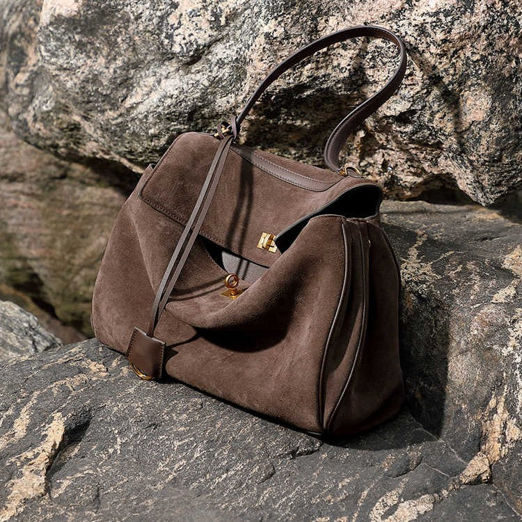 Frosted High-grade Suede Kelly Retro Portable Bags