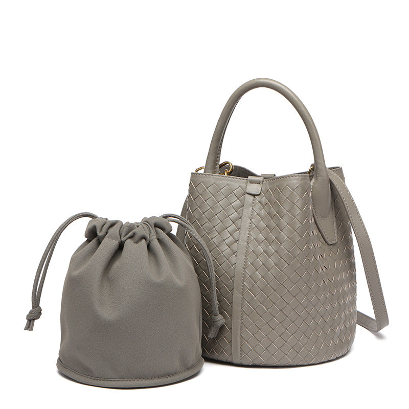 Women's Woven Sheepskin Portable Vegetable Basket Handbags