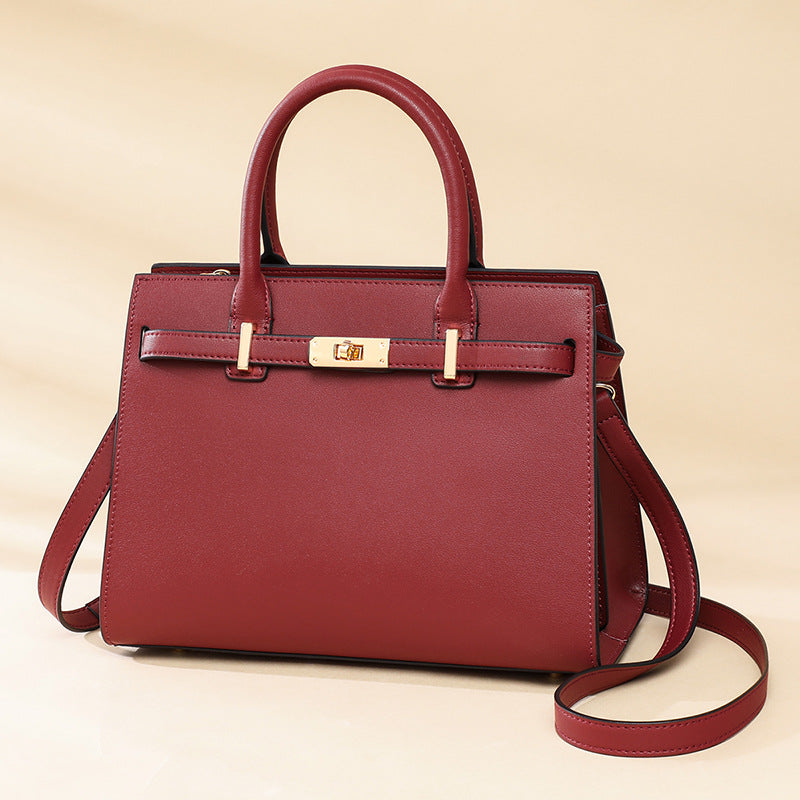 Women's Large Capacity Red Bridal Wedding Leather Handbags