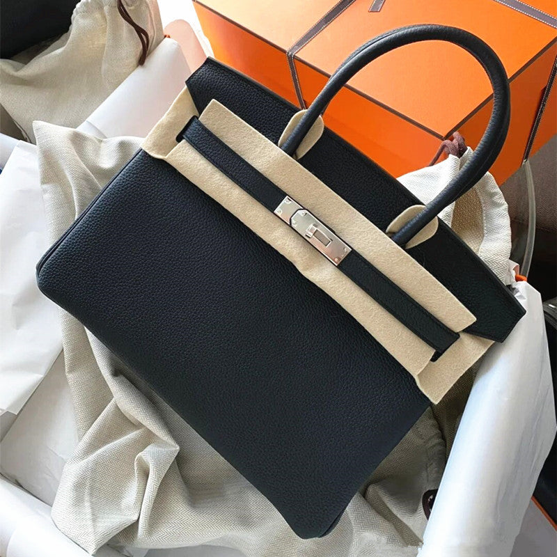 Women's Head Layer Cowhide Lychee Pattern Genuine Handbags