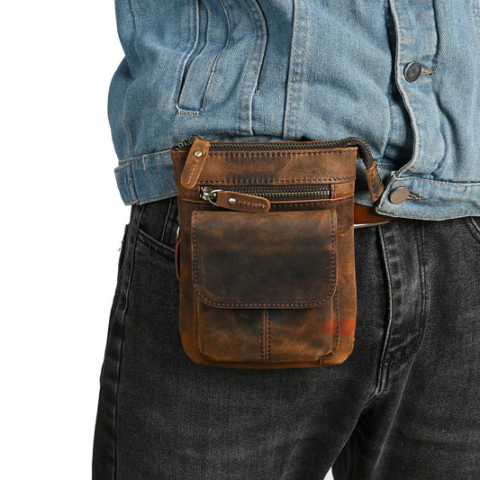 Men's Top Layer Crazy Horse Skin Cowhide Men's Chest Bags