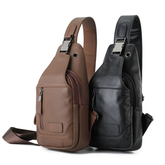 Men's Fashion First Layer Cowhide Korean Trendy Men's Chest Bags