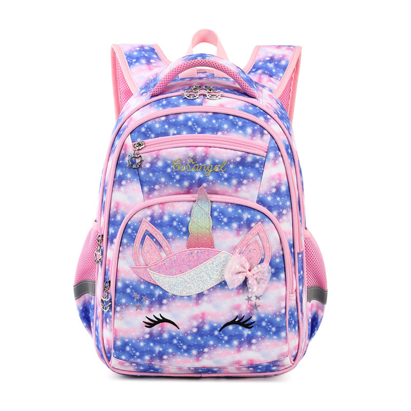 Children's Durable Striped Unicorn Cartoon Printed Elementary School Students' Schoolbags