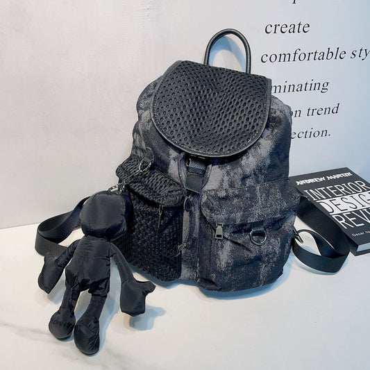 Nylon Cloth Simple Drawstring Flip Practical Backpacks