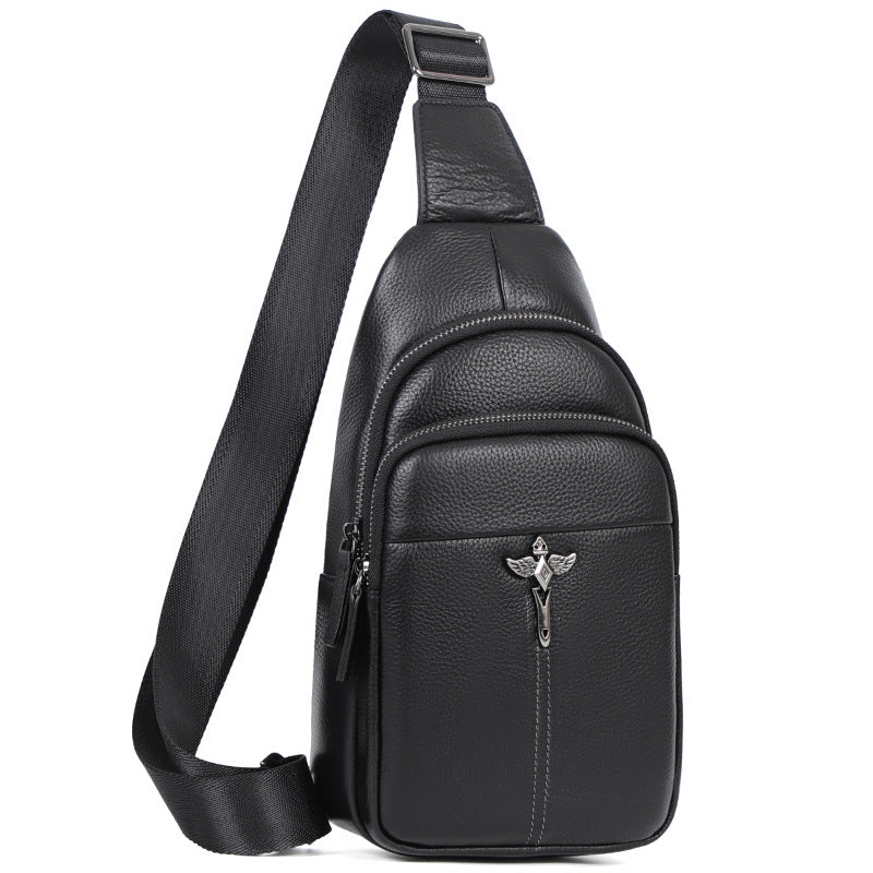 Men's First Layer Cowhide Simple Trendy Men's Chest Bags