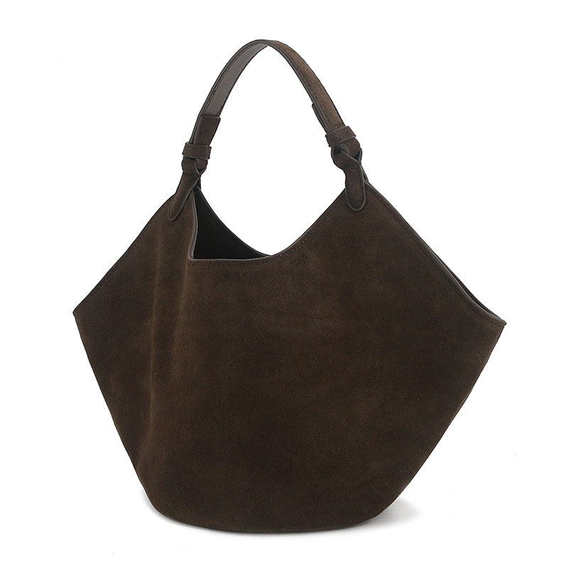 Frosted Brown Genuine Leather Minimalist American Tote Bags