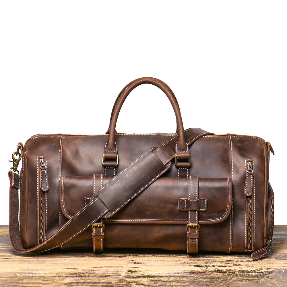 Crazy Horse Leather Portable Large Capacity Travel Bags